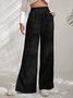 Women Plain Cotton Casual Split Joint Pant Daily Spring/Fall Wide Leg Pants