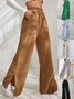 Women Plain Cotton Casual Split Joint Pant Daily Spring/Fall Wide Leg Pants
