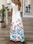Women Floral V Neck Printing T-Shirt Dress Vintage Spring/Fall Daily Maxi A-Line Dress