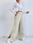 Women Plain Cotton Casual Split Joint Pant Daily Spring/Fall Wide Leg Pants
