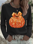 Women Halloween (pumpkin) Crew Neck Jersey Long Sleeve Casual Daily Spring/Fall T-shirt