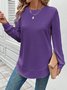 Women Plain Crew Neck Long Sleeve Vintage Daily Spring/Fall Sweatshirt