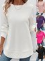 Women Plain Crew Neck Long Sleeve Vintage Daily Spring/Fall Sweatshirt