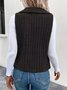 Women Plain Lapel Collar Zip Up Hoodie Sleeveless Casual Split Joint Autumn Daily Vest Outerwear