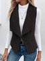 Women Plain Lapel Collar Zip Up Hoodie Sleeveless Casual Split Joint Autumn Daily Vest Outerwear