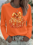 Women Halloween (pumpkin) Crew Neck Jersey Long Sleeve Casual Daily Spring/Fall T-shirt