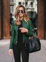 Women Plain PU Stand Collar Bomber Jacket Long Sleeve Vintage Split Joint Spring/Fall Party Jacket Outerwear