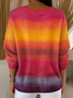 Women Ombre V Neck Cotton Long Sleeve Casual Daily Spring/Fall Sweater