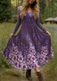 Women Floral Cotton V Neck Casual Spring/Fall Daily Maxi A-Line Dress
