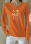 Women Halloween Crew Neck Cotton Long Sleeve Casual Daily Spring/Fall T-shirt