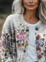 Women Floral Crew Neck Long Sleeve Vintage Daily Spring/Fall Cardigan