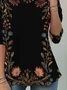 Women Floral Crew Neck Jersey Long Sleeve Casual Daily Spring/Fall T-shirt