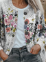 Women Floral Crew Neck Long Sleeve Vintage Daily Spring/Fall Cardigan