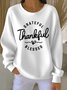Women Text Letters Crew Neck Cotton Long Sleeve Casual Holiday Spring/Fall Sweatshirt