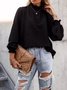 Women Geometric Stand Collar Long Sleeve Vintage Daily Spring/Fall T-shirt