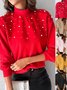 Women Plain Crew Neck Long Sleeve Street Daily Winter Sweater