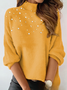 Women Plain Crew Neck Long Sleeve Street Daily Winter Sweater