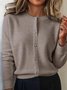Women Plain Crew Neck Long Sleeve Vintage Daily Winter Cardigan