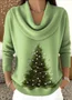 Women Plain Crew Neck Cotton Long Sleeve Casual Daily Spring/Fall Sweater