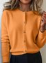 Women Plain Crew Neck Long Sleeve Vintage Daily Winter Cardigan