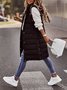 Women Plain Acetate Stand Collar Zip Up Hoodie Sleeveless Casual Split Joint Autumn Daily Vest Outerwear