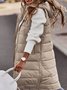 Women Plain Acetate Stand Collar Zip Up Hoodie Sleeveless Casual Split Joint Autumn Daily Vest Outerwear