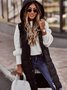 Women Plain Acetate Stand Collar Zip Up Hoodie Sleeveless Casual Split Joint Autumn Daily Vest Outerwear