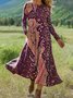 Women Geometric Crew Neck Vintage Summer Vacation Floor Length H-Line Dress