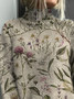 Women Floral Turtleneck Long Sleeve Vintage Daily Spring/Fall Sweater