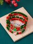 Christmas Electroplating Snowflake Elk Christmas Bell Santa Claus Bracelet Fashionable And Versatile Christmas Crystal Rice Bead Bracelet Combination Set