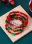 Christmas Electroplating Snowflake Elk Christmas Bell Santa Claus Bracelet Fashionable And Versatile Christmas Crystal Rice Bead Bracelet Combination Set