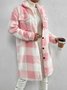 Women Plaid Shawl Collar Flannel Jacket Long Sleeve Casual Printing Winter Daily Coat Outerwear