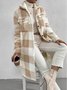Women Plaid Shawl Collar Flannel Jacket Long Sleeve Casual Printing Winter Daily Coat Outerwear