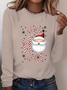 Women Santa Claus Crew Neck Jersey Long Sleeve Casual Daily Spring/Fall T-shirt