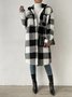 Women Plaid Shawl Collar Flannel Jacket Long Sleeve Casual Printing Winter Daily Coat Outerwear