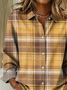 Women Plaid Shirt Collar Long Sleeve Casual Daily Spring/Fall Shirt