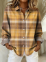 Women Plaid Shirt Collar Long Sleeve Casual Daily Spring/Fall Shirt