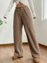 Women Plain Casual Split Joint Pant Daily Spring/Fall Wide Leg Pants