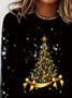 Women Christmas Crew Neck Jersey Long Sleeve Casual Daily Spring/Fall T-shirt