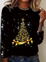Women Christmas Crew Neck Jersey Long Sleeve Casual Daily Spring/Fall T-shirt