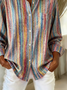 Women Striped Shirt Collar Long Sleeve Casual Daily Spring/Fall Shirt