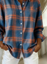 Women Plaid Shirt Collar Long Sleeve Casual Daily Spring/Fall Shirt
