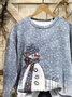 Women Christmas Snowman Crew Neck Long Sleeve Casual Daily Spring/Fall Sweatshirt