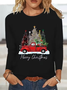 Women Christmas Crew Neck Jersey Long Sleeve Casual Daily Spring/Fall T-shirt
