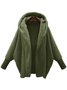 Women Plain Lapel Collar Zip Up Hoodie Long Sleeve Casual Split Joint Winter Daily Coat Outerwear