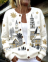 Women Christmas Stand Collar Wool/Knitting Long Sleeve Casual Daily Spring/Fall Cardigan