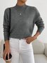 Women Plain Mock Neck Long Sleeve Street Daily Winter Sweater