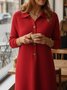 Women Plain Shawl Collar Casual Autumn Daily Maxi H-Line Sweater Dress