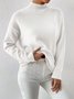 Women Plain Mock Neck Long Sleeve Street Daily Winter Sweater