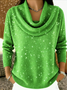 Women Plain Crew Neck Cotton Long Sleeve Casual Daily Spring/Fall Sweater